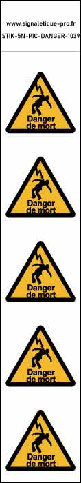 Panneau Autocollants Danger de mort par électrocution – 5N
