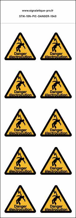 Panneau Autocollants Danger électrocution – 10N