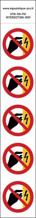 Panneau Autocollants Défense de toucher électricité – 5N