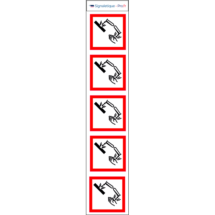 5 Autocollants Pictogramme Danger Corrosif - Conformité et Protection Visuelle