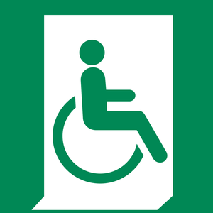 Pictogramme Sortie de secours pour personnes à mobilité réduite droite ISO 7010 E030