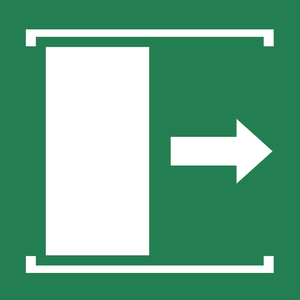 Pictogramme La porte coulisse vers la droite pour s'ouvrir ISO 7010 E033