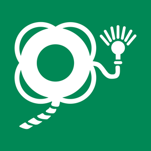 Pictogramme Bouée de sauvetage avec ligne et lumière ISO 7010 E043