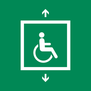 Pictogramme Ascenseur d'évacuation pour personnes à mobilité réduite ISO 7010 E070
