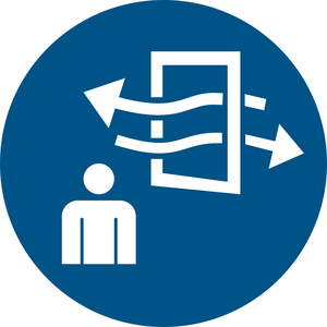 Pictogramme Ventiler avant et pendant l'entrée ISO 7010 M056