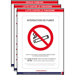 2 Affichages A4 plastifiés - Interdiction de fumer et zone fumeurs