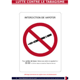 Affiche A4 Plastifiée - Interdiction de vapoter