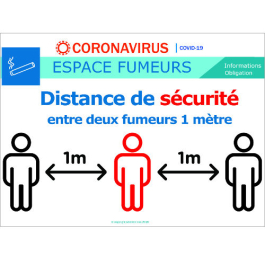 Distance de sécurité de 1m entre deux personnes dans la zone fumeur
