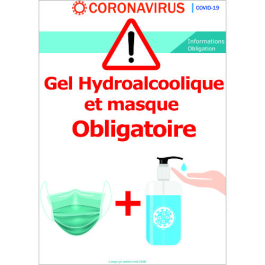 Gel Hydroalcoolique et masque obligatoire avant d'entrer