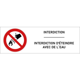 Signalétique interdiction d'éteindre avec de l´eau - format rectangle