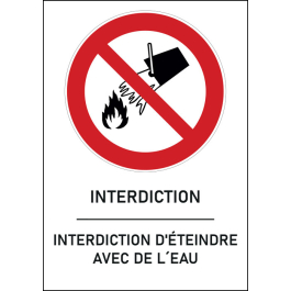 Panneau interdit d'éteindre avec de l´eau