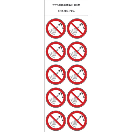 Autocollants Interdit d'asperger avec de l'eau - P016 norme iso 7010 – par Lot de 10