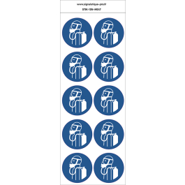 Autocollants Utiliser l'appareil respiratoire autonome - M047 norme iso 7010 – par Lot de 10