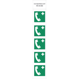 Autocollants Téléphone d'urgence - E004 norme iso 7010 – par Lot de 5
