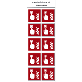 Autocollants Point d'alarme incendie - F005 norme iso 7010 – par Lot de 10