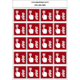Autocollants Point d'alarme incendie - F005 norme iso 7010 – par Lot de 20