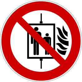 Pictogramme interdit d'utiliser l'ascenseur en cas d'incendie