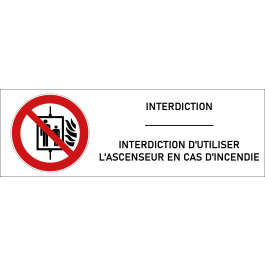 Signalétique interdiction d'utiliser l'ascenseur en cas d'incendie - format rectangle