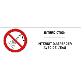 Signalétique interdit d'asperger avec de l'eau - format rectangle