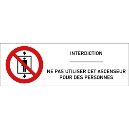 Signalétique interdiction d' utiliser l'ascenseur pour des personnes - format rectangle