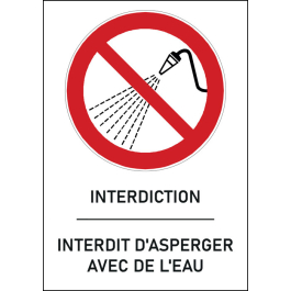 Panneau interdit d'asperger avec de l'eau