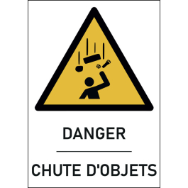 Panneau danger chute d'objets