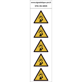 Autocollants chute d'objets - W035 norme iso 7010 – par Lot de 5