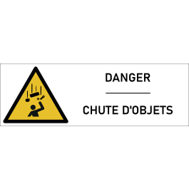 Signalétique danger chute d'objets - format rectangle
