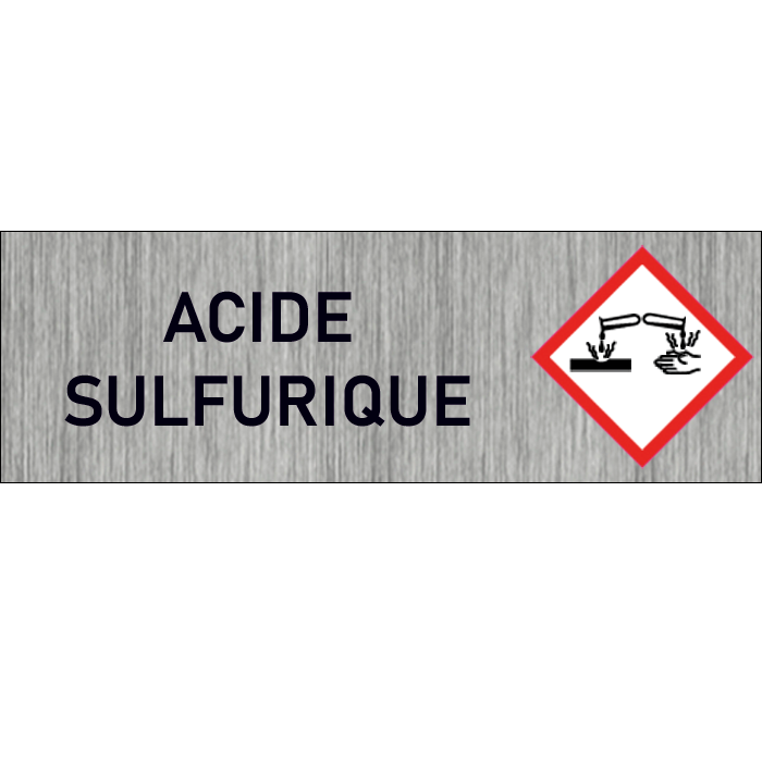 "Plaque de Sécurité Acide sulfurique - Signalétique Corrosive en Aluminium Brossé avec Symboles de Mise en Garde"
