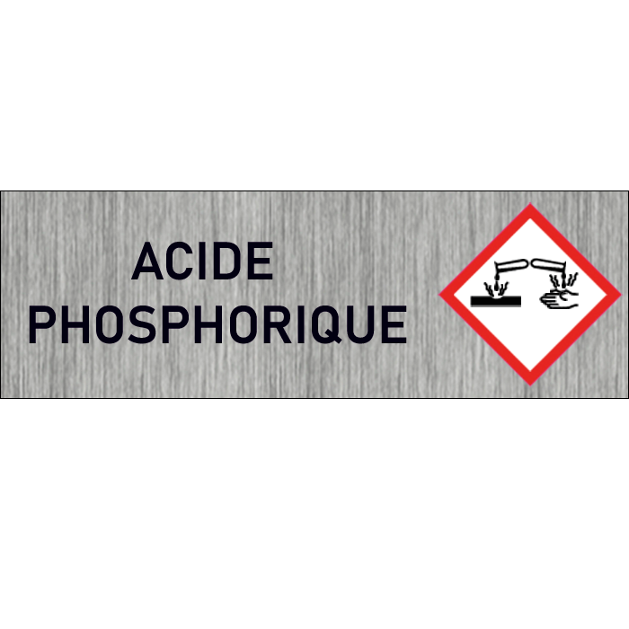 "Plaque de Sécurité Acide phosphorique - Signalétique Corrosive en Aluminium Brossé avec Symboles de Mise en Garde"
