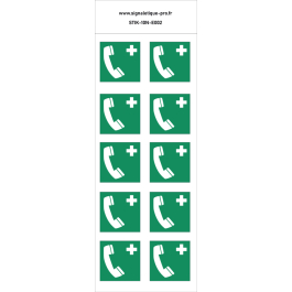 Autocollants Téléphone d'urgence - E004 norme iso 7010 – par Lot de 10
