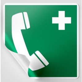 Autocollant carré téléphone d'urgence