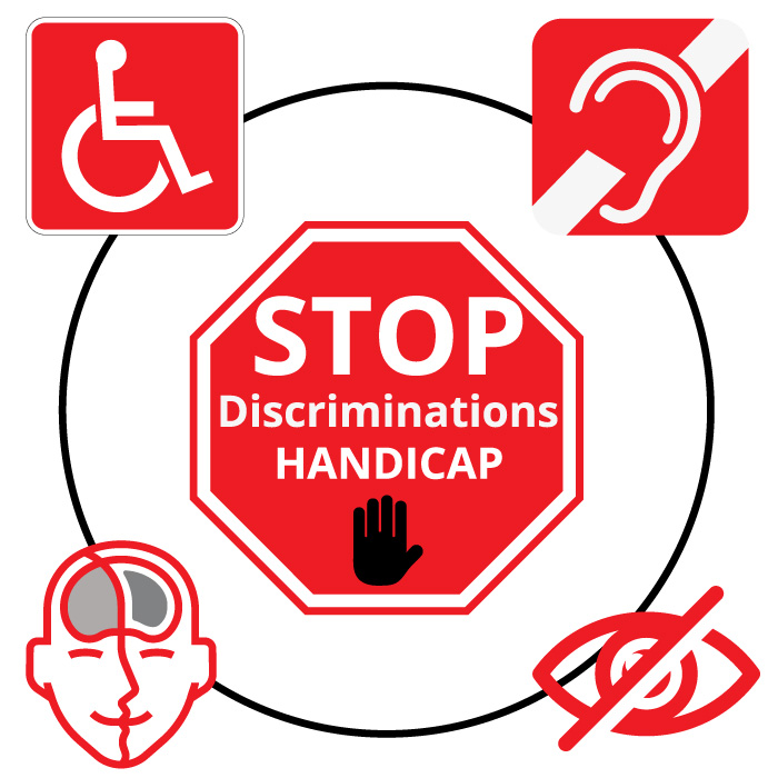 Pictogramme "STOP Discriminations HANDICAP" - Affichage Engagé pour l'Inclusion et le Respect des Personnes Handicapées
