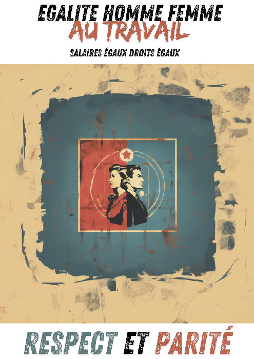Affiche prévention égalité homme femme - style années 50