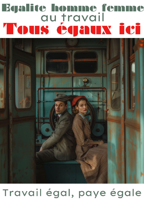 Affiche prévention égalité homme femme - style Bonnie and clyde