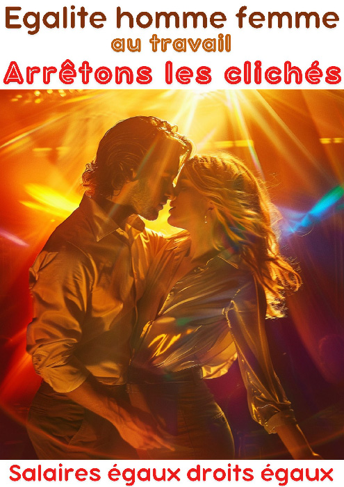 Affiche prévention égalité homme femme - style année 70