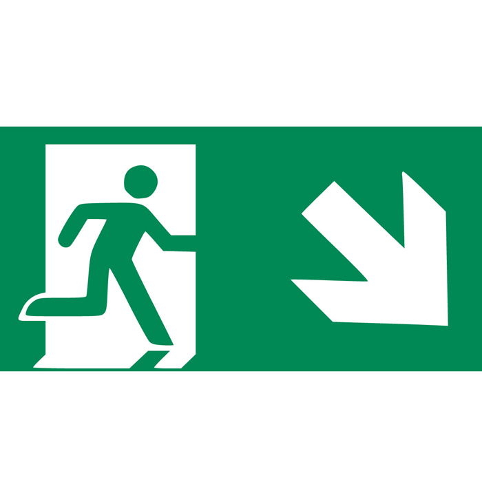 Pictogramme sortie de secours en bas à droite