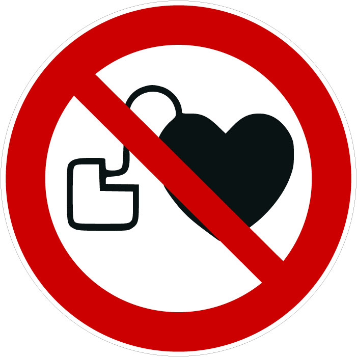 Panneau Interdit aux personnes porteuses d’un stimulateur cardiaque
