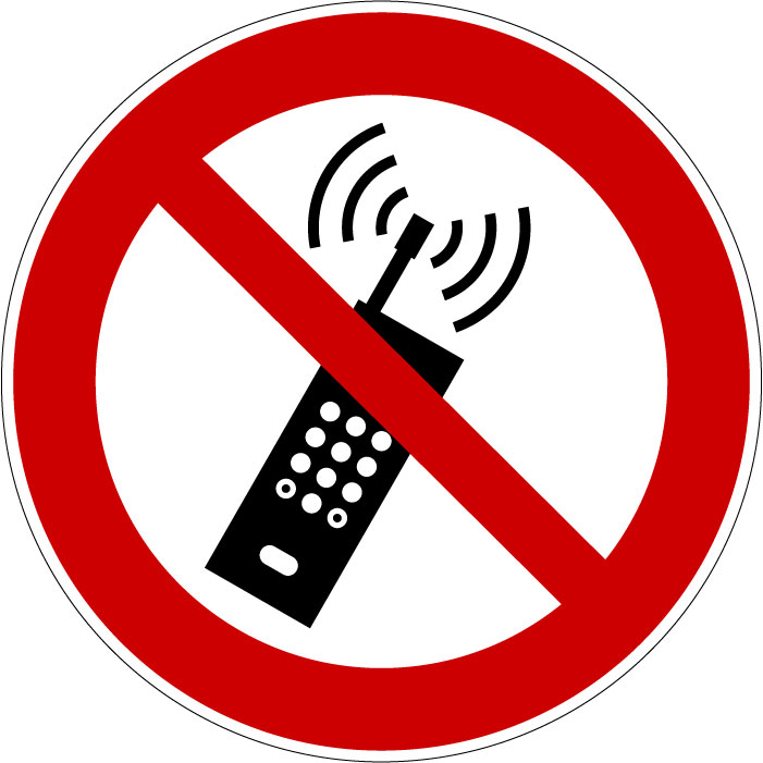 Panneau Interdiction d'activer des téléphones mobiles
