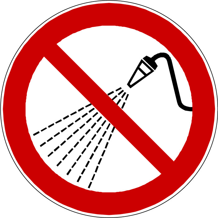 Panneau Interdit d'asperger avec de l'eau