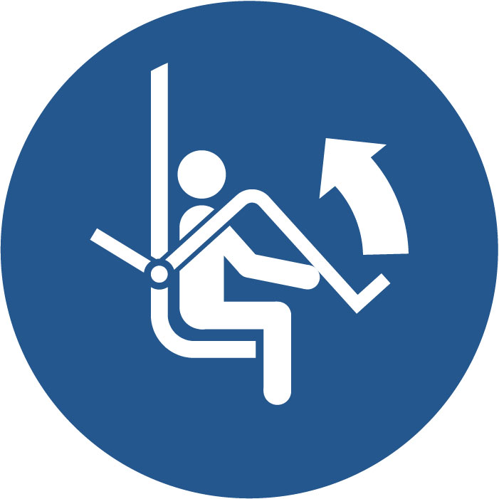 Pictogramme obligation ouvrir la barre de sécurité du télésiège