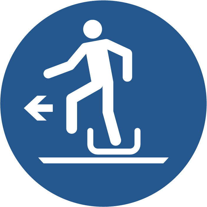 Panneau Descendre à gauche de la luge
