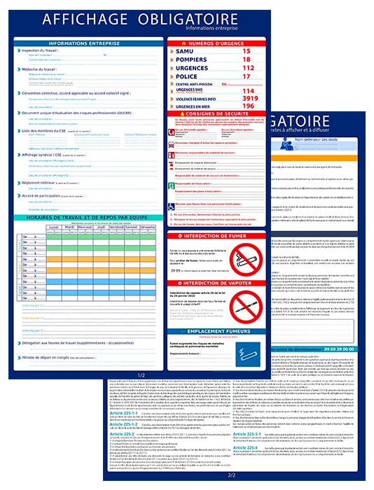 Pack affichages obligatoires entreprises 2024