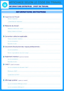Affichage Obligatoire informations selon le code du Travail