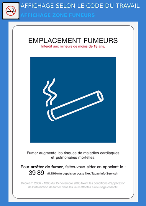 Affichage zone fumeurs
