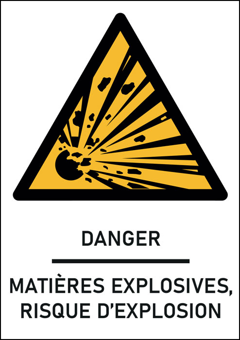 Panneau Matières explosives, risque d'explosion