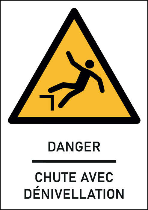 Panneau  Chute avec dénivellation