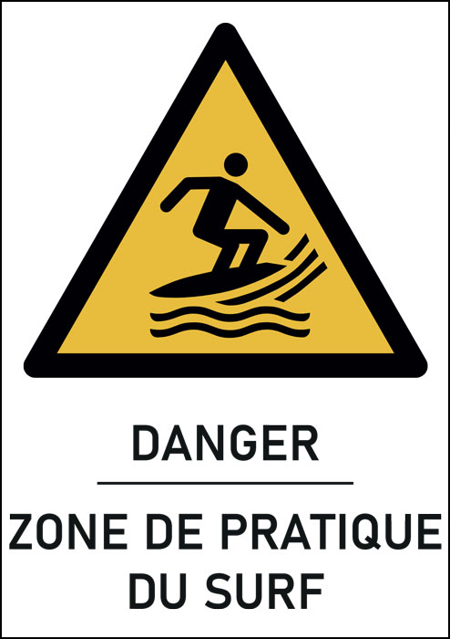 Panneau Zone de pratique du surf 