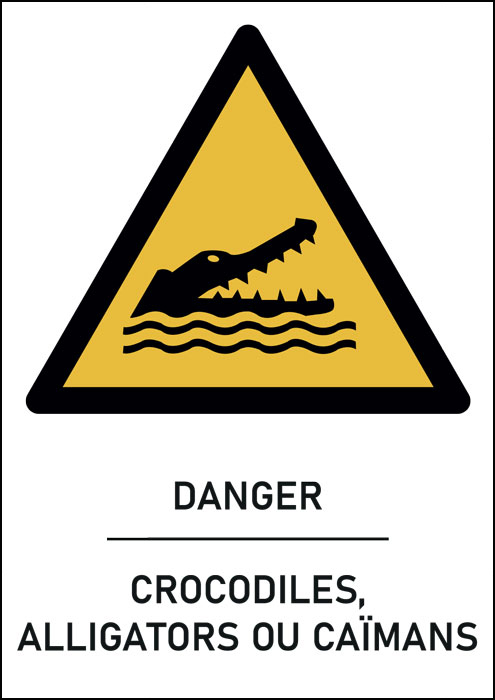 Panneau Crocodiles, alligators ou caïmans