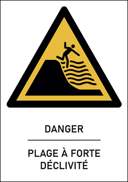 Panneau Plage à forte déclivité